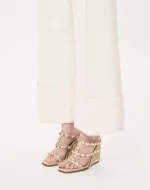 Valentino Rockstud Wedge Sandal In Laminated Nappa With Cornely Embroidery 100Mm - Image 7